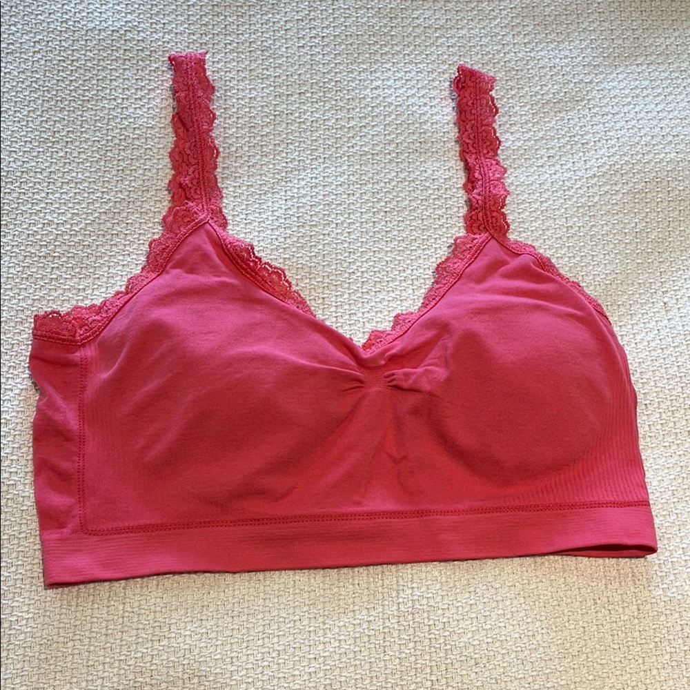 Vibrant Pink Comfort Bra with Textured Straps